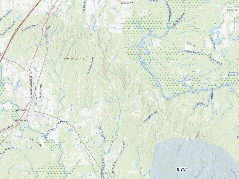 NEXRAD radar-signature map of the hail storm over Livingston, AL on Sep 6, 2026