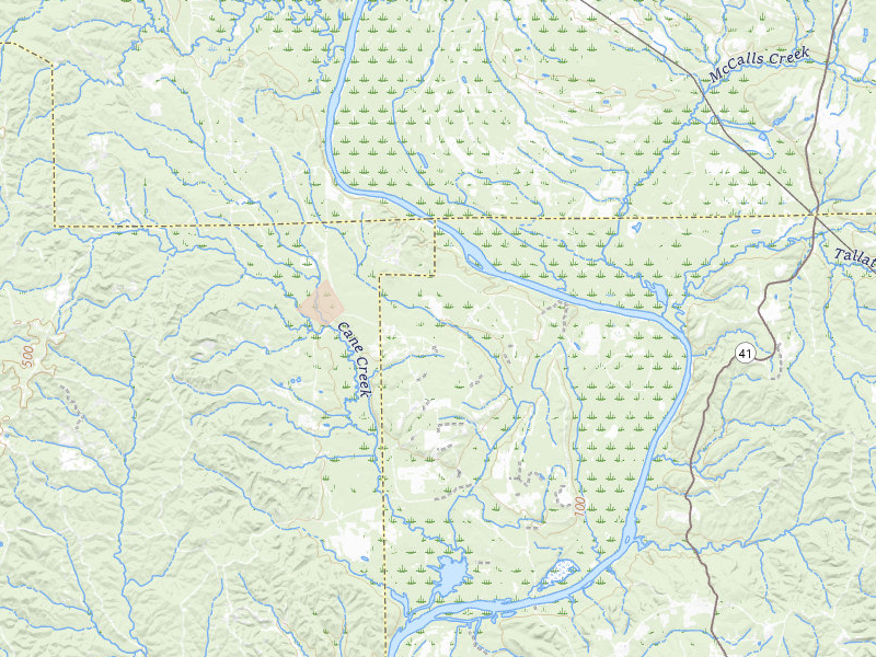Radar-estimated hail-size map of the storm over Lower Peach Tree, AL on Aug 21, 2026