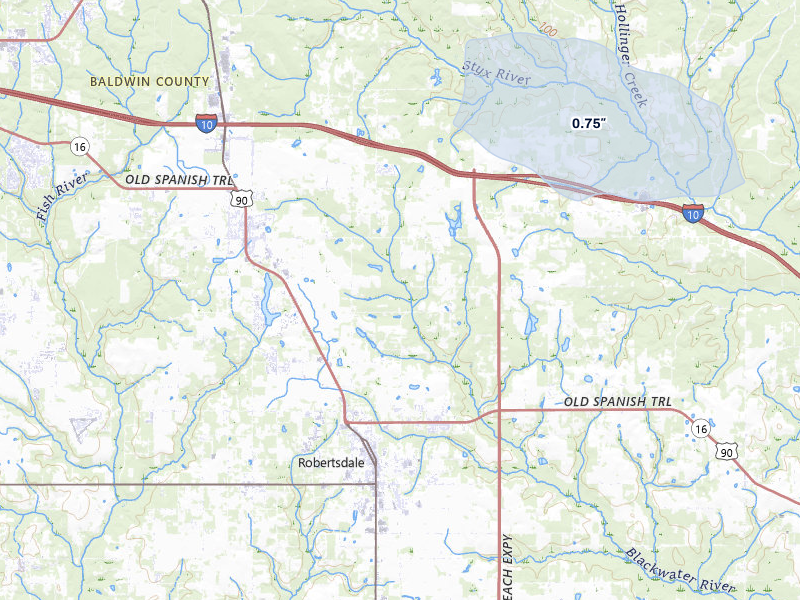 NEXRAD radar-signature map of the hail storm over Loxley, AL on Jun 30, 2026