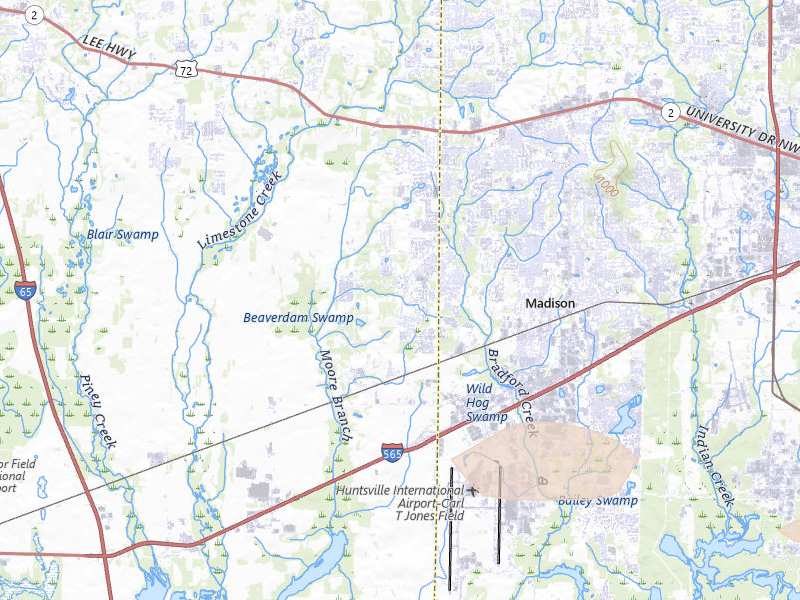 Radar-estimated hail-size map of the storm over Madison, AL