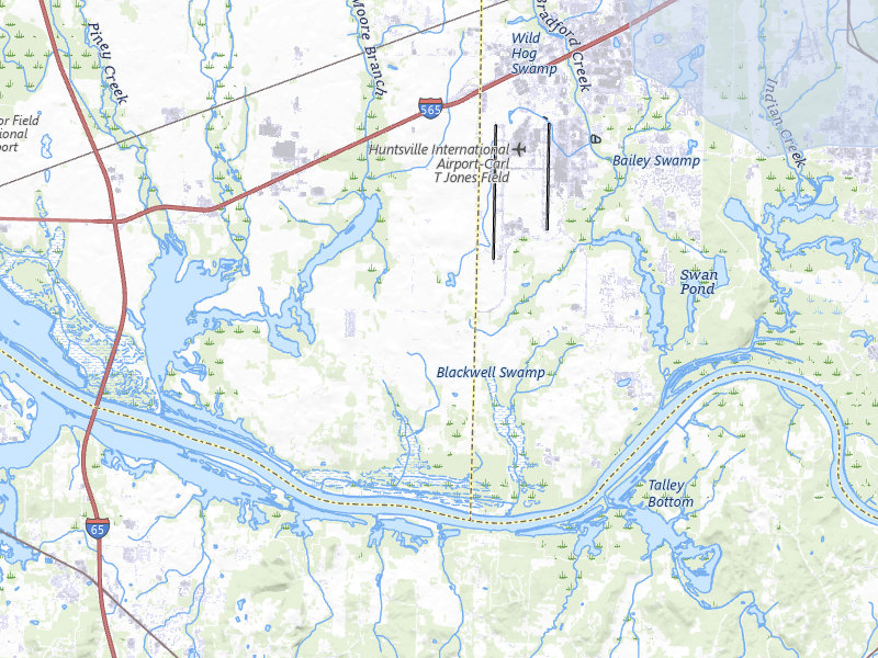 NEXRAD radar-signature map of the hail over Madison, AL