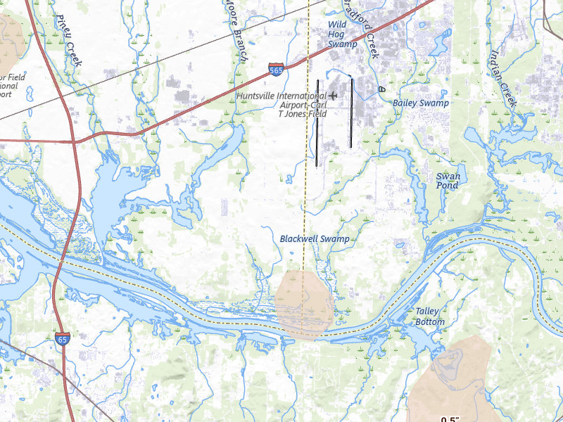 Radar-estimated hail-size map of the storm over Madison, AL on Aug 7, 2026