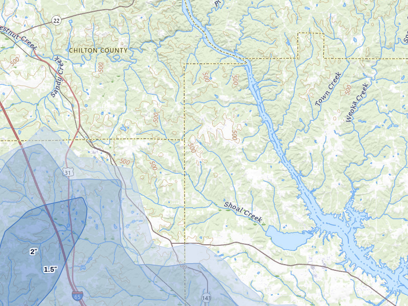 NEXRAD radar-signature map of the hail storm over Marbury, AL on Sep 6, 2026