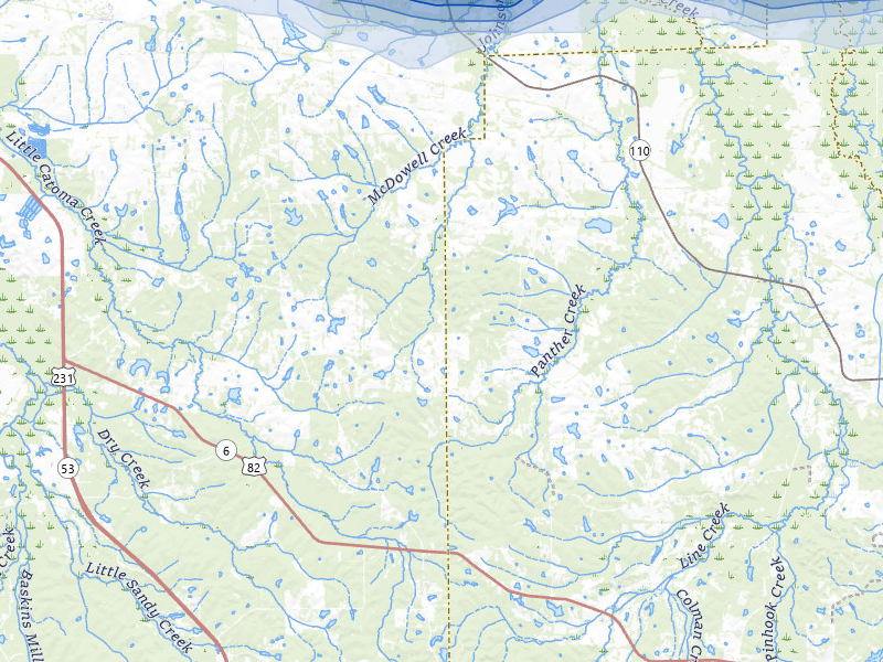 NEXRAD radar-signature map of the hail storm over Mathews, AL on May 6, 2026