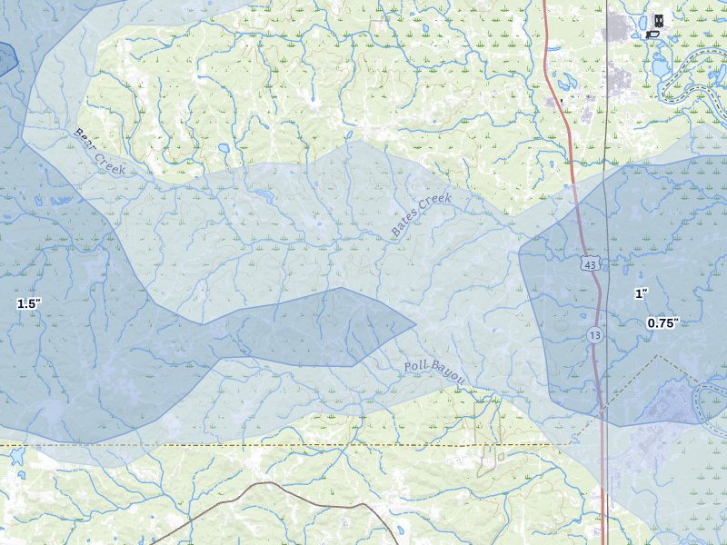 NEXRAD radar-signature map of the hail storm over Mc Intosh, AL on May 6, 2026
