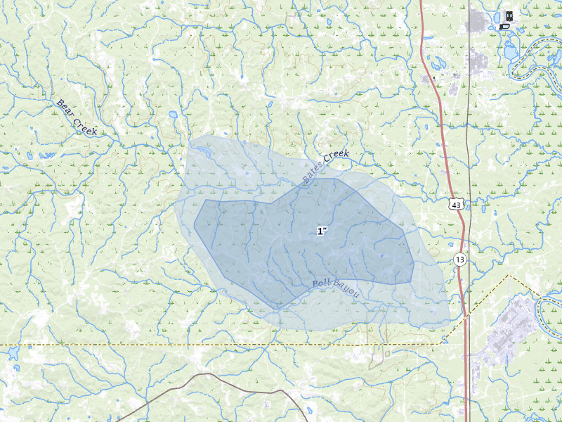 NEXRAD radar-signature map of the hail storm over Mc Intosh, AL on Jul 10, 2026