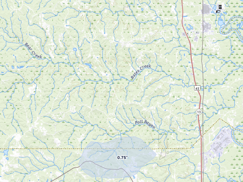 NEXRAD radar-signature map of the hail storm over Mc Intosh, AL on Jul 30, 2026