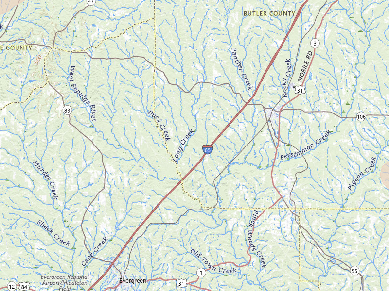 Radar-estimated hail-size map of the storm over Mc Kenzie, AL on Mar 15, 2026