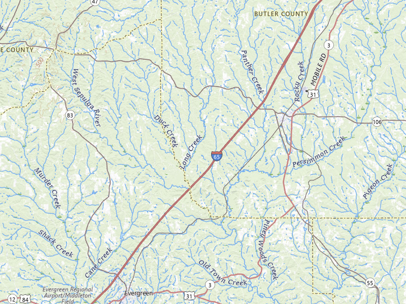 Radar-estimated hail-size map of the storm over Mc Kenzie, AL on May 6, 2026