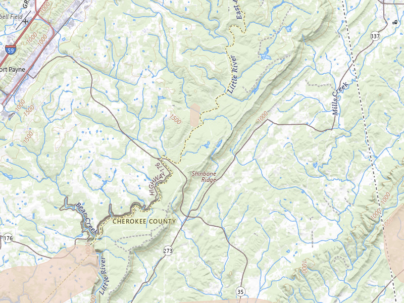 Radar-estimated hail-size map of the storm over Mentone, AL on Aug 20, 2026