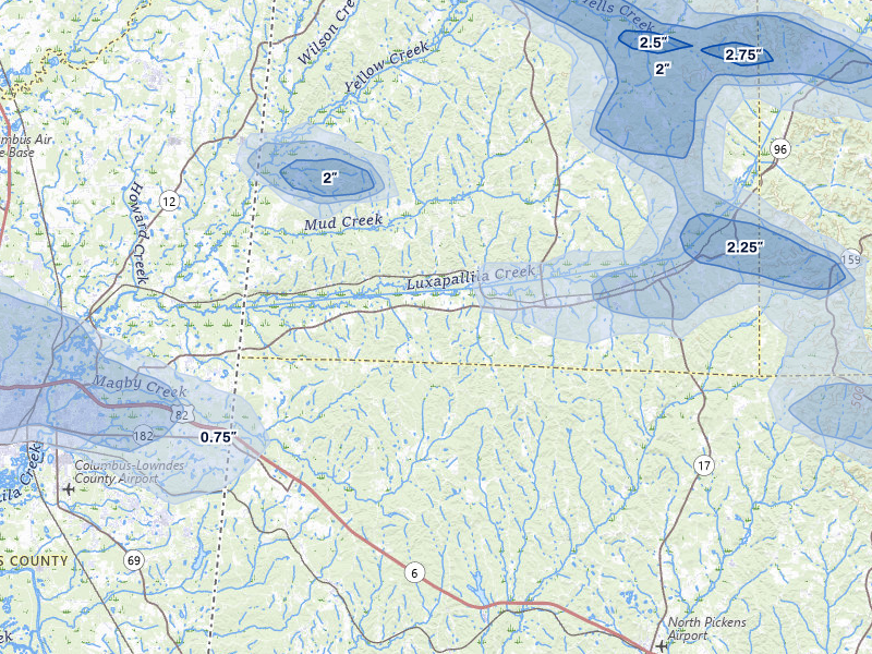 NEXRAD radar-signature map of the hail storm over Millport, AL on Apr 28, 2026