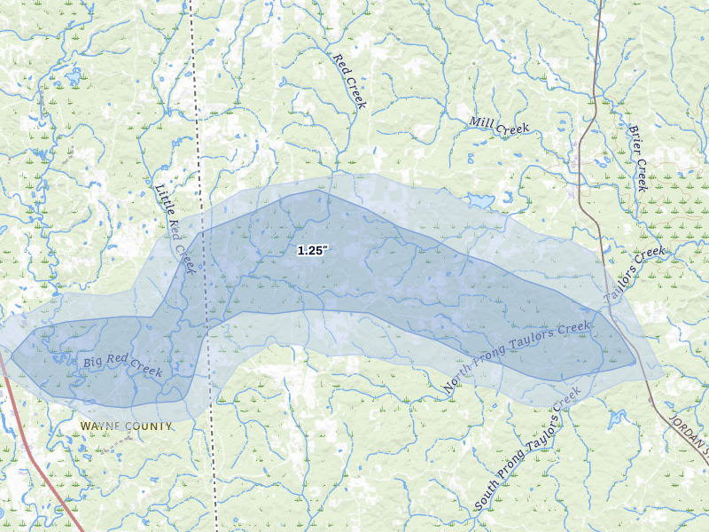NEXRAD radar-signature map of the hail over Millry, AL