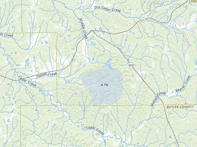 NEXRAD radar-signature map of the hail storm over Minter, AL on Jun 1, 2026
