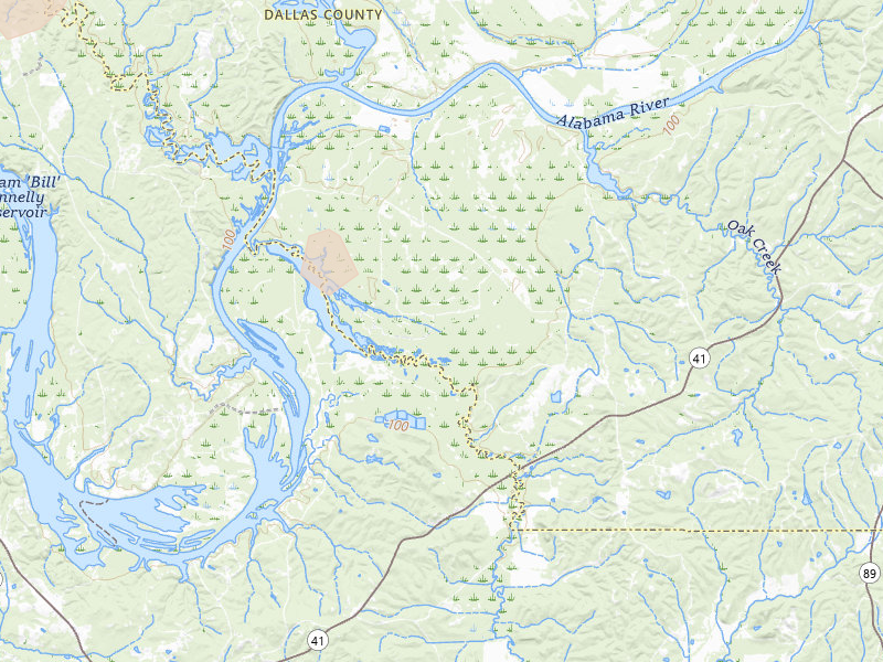 Radar-estimated hail-size map of the storm over Minter, AL on Jul 30, 2026