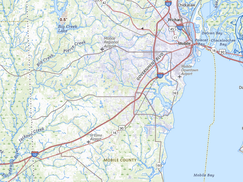 Radar-estimated hail-size map of the storm over Mobile, AL on May 22, 2026