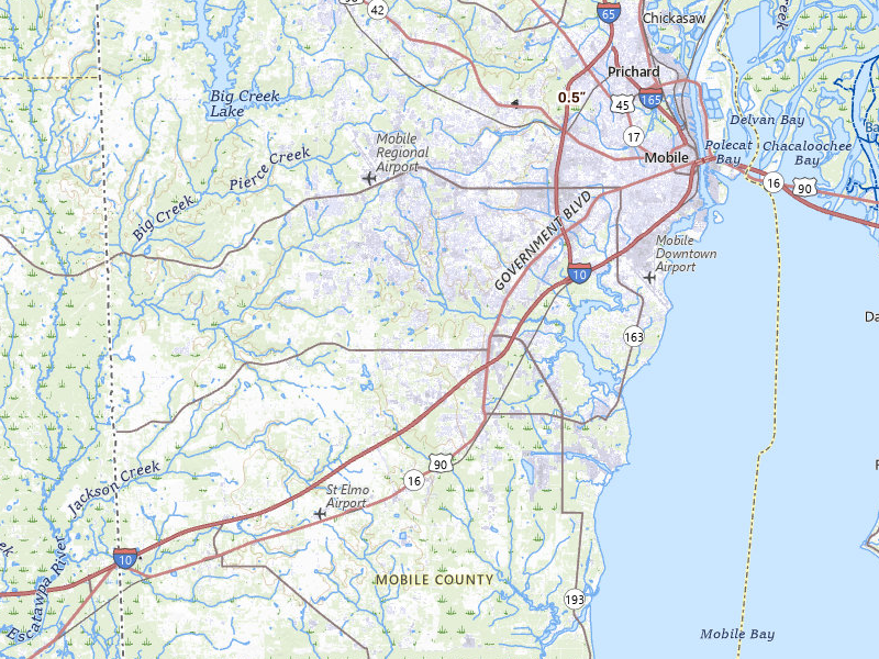 Radar-estimated hail-size map of the storm over Mobile, AL on Jun 20, 2026