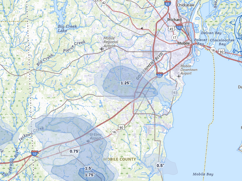 NEXRAD radar-signature map of the hail storm over Mobile, AL on Jun 30, 2026