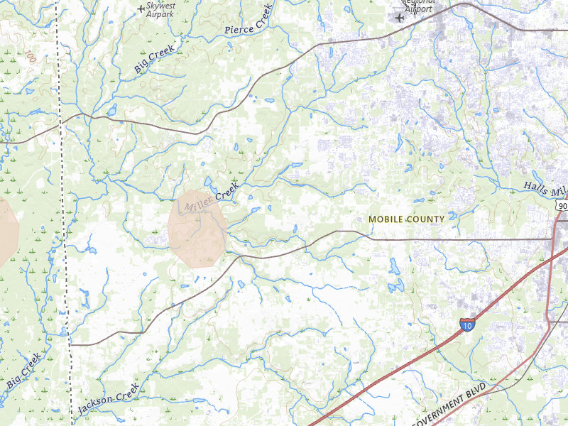 Radar-estimated hail-size map of the storm over Mobile, AL on Aug 15, 2026