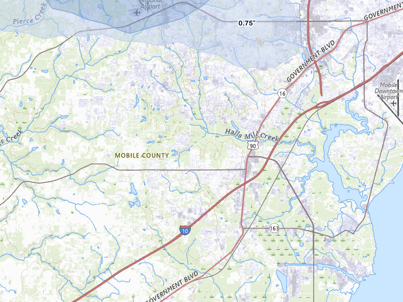 NEXRAD radar-signature map of the hail storm over Mobile, AL on Aug 20, 2026