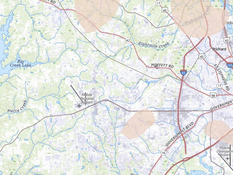 Radar-estimated hail-size map of the storm over Mobile, AL on Aug 24, 2026