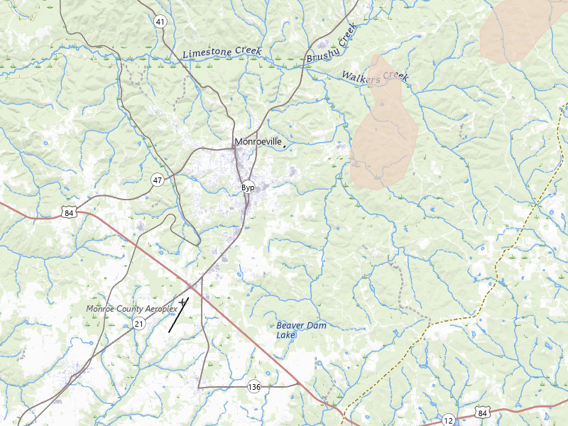 Radar-estimated hail-size map of the storm over Monroeville, AL