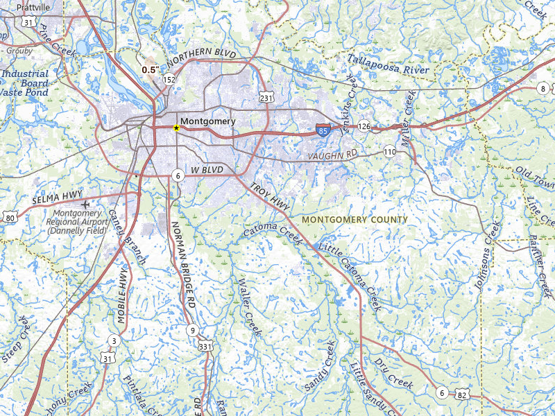 Radar-estimated hail-size map of the storm over Montgomery, AL on Jul 2, 2026