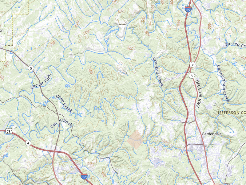 Radar-estimated hail-size map of the storm over Mount Olive, AL on Aug 9, 2026