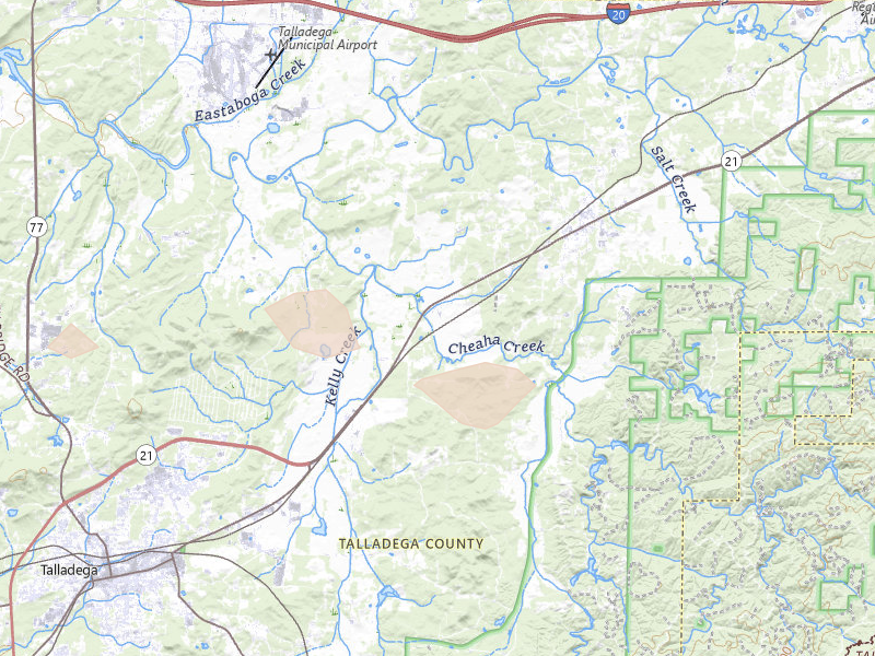 Radar-estimated hail-size map of the storm over Munford, AL on Aug 1, 2026