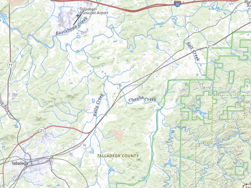 Radar-estimated hail-size map of the storm over Munford, AL on Aug 7, 2026