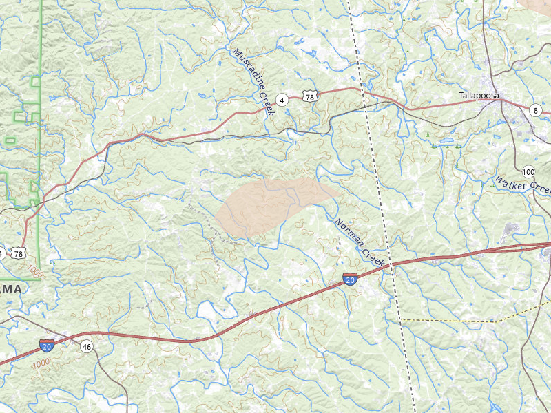 Radar-estimated hail-size map of the storm over Muscadine, AL on Jul 1, 2026