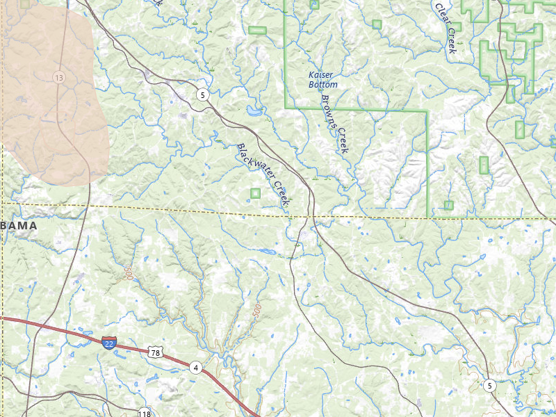 Radar-estimated hail-size map of the storm over Nauvoo, AL on Jul 26, 2026