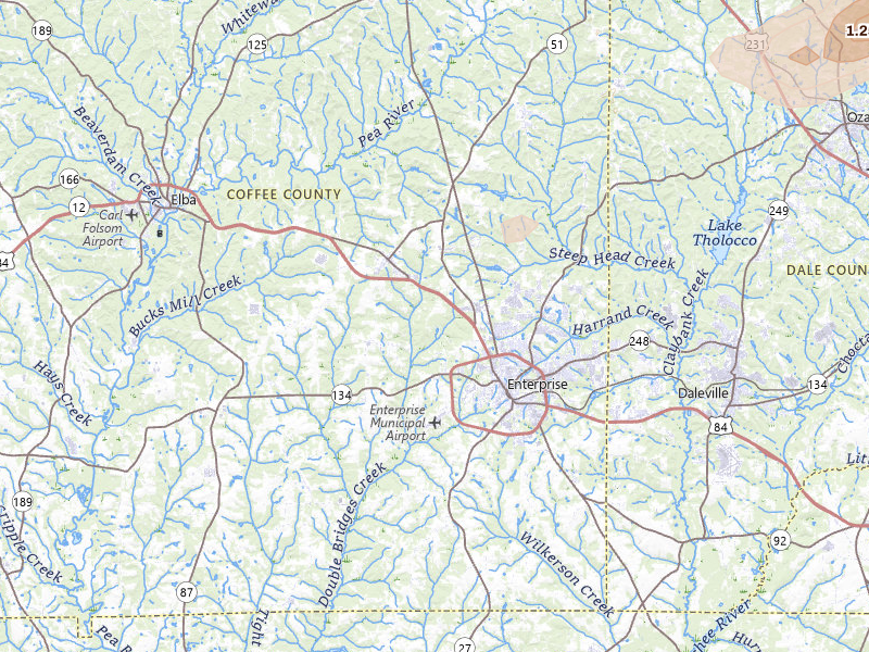 Radar-estimated hail-size map of the storm over New Brockton, AL on Jun 30, 2026