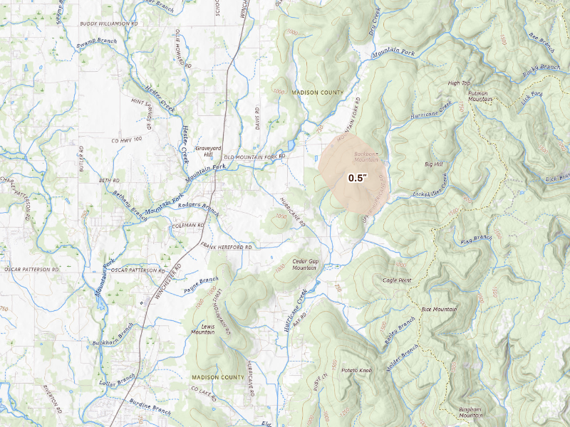 Radar-estimated hail-size map of the storm over New Market, AL