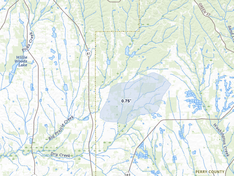 NEXRAD radar-signature map of the hail storm over Newbern, AL on Jul 1, 2026