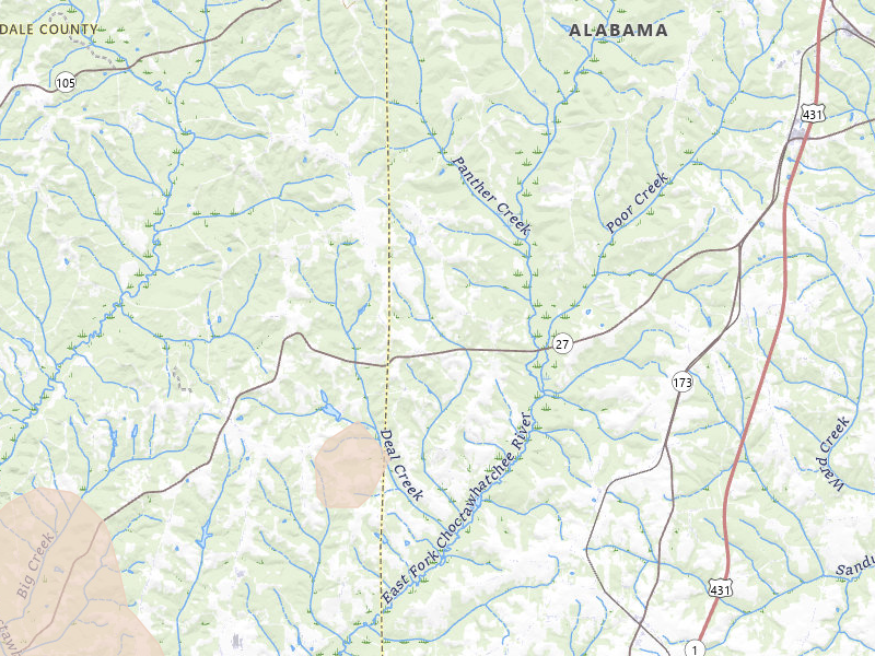 Radar-estimated hail-size map of the storm over Newville, AL on Apr 4, 2026