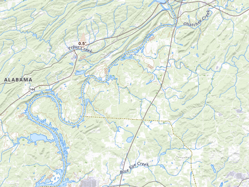Radar-estimated hail-size map of the storm over Ohatchee, AL on Jul 19, 2026