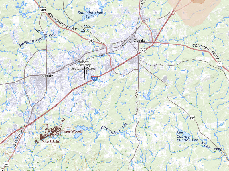 Radar-estimated hail-size map of the storm over Opelika, AL on Jul 5, 2026