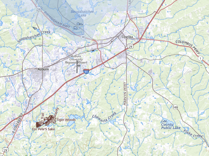 NEXRAD radar-signature map of the hail storm over Opelika, AL on Jul 9, 2026