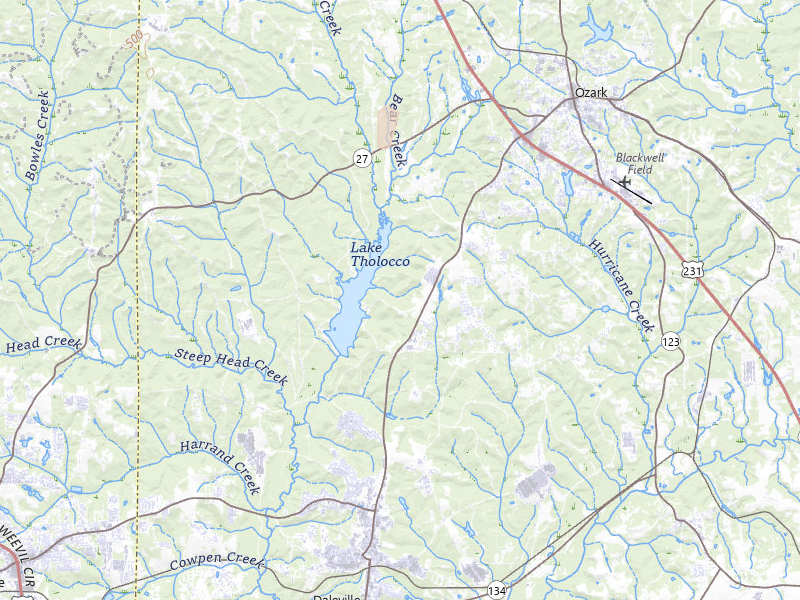 Radar-estimated hail-size map of the storm over Ozark, AL on Aug 15, 2026