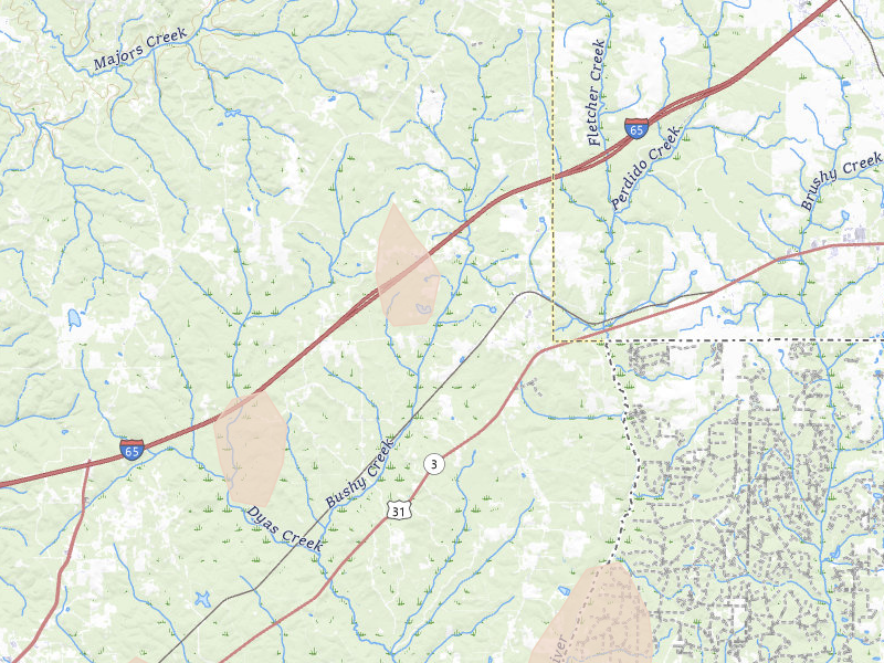 Radar-estimated hail-size map of the storm over Perdido, AL on Jul 19, 2026