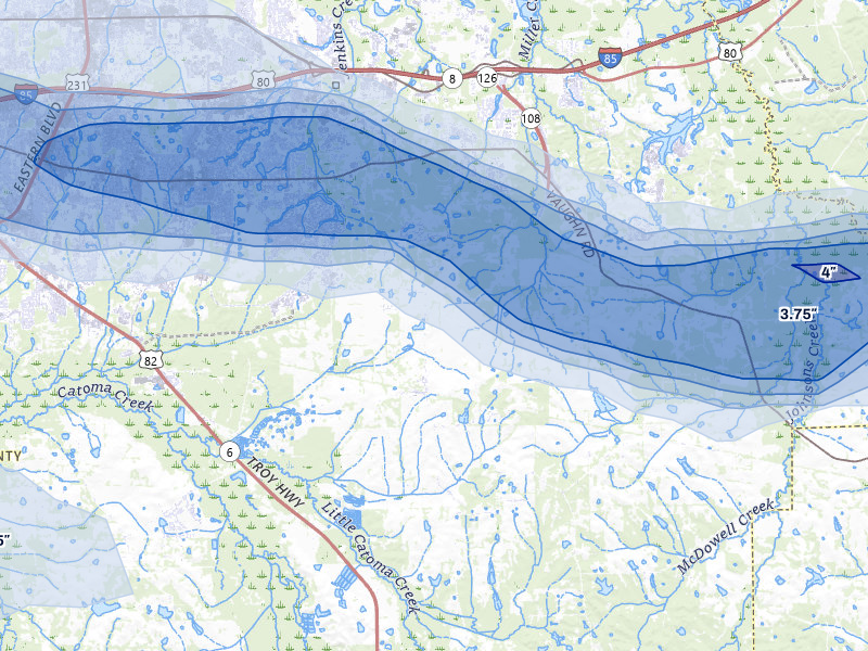 NEXRAD radar-signature map of the hail storm over Pike Road, AL on May 6, 2026