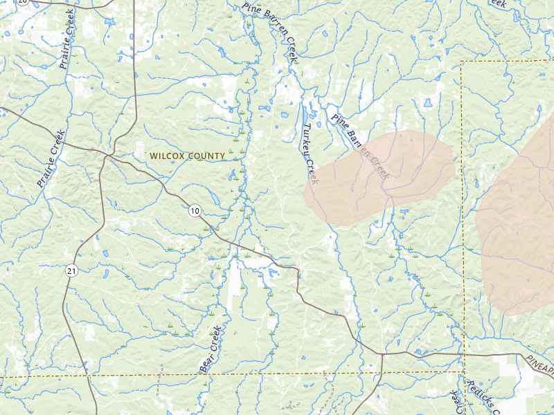 Radar-estimated hail-size map of the storm over Pine Apple, AL on Jun 30, 2026