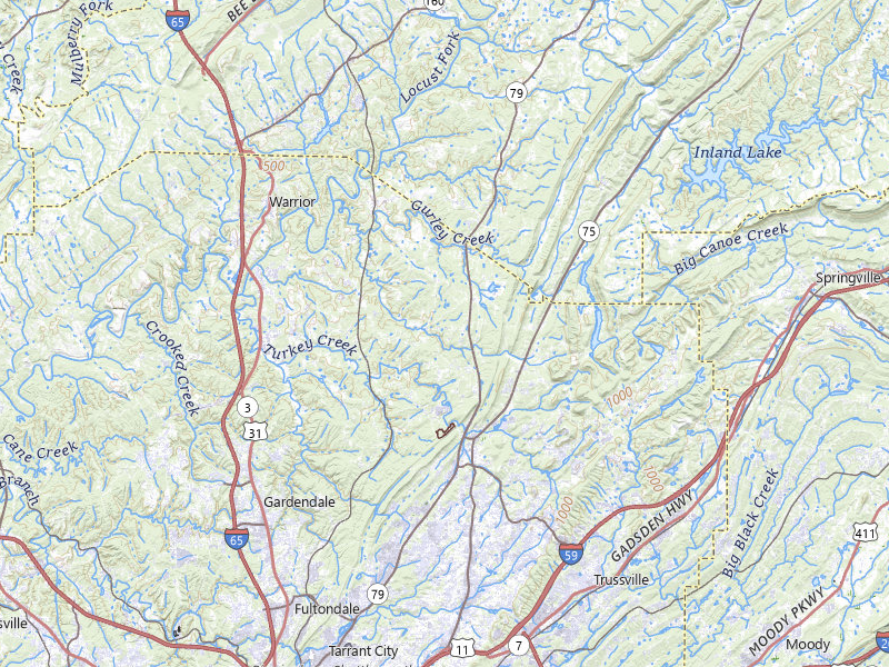 NEXRAD radar-signature map of the hail over Pinson, AL