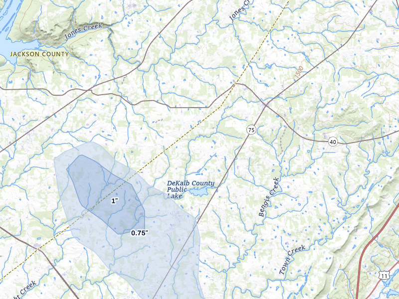 NEXRAD radar-signature map of the hail over Pisgah, AL