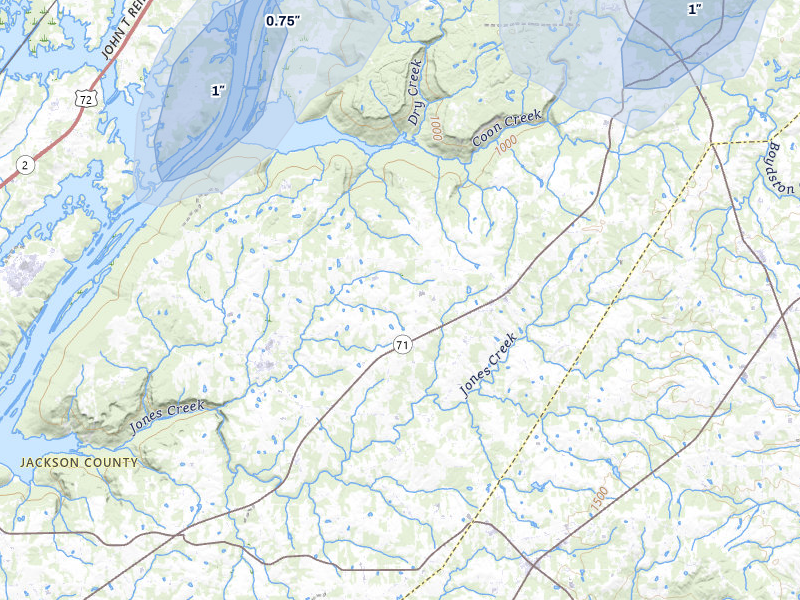 NEXRAD radar-signature map of the hail storm over Pisgah, AL on Aug 1, 2026