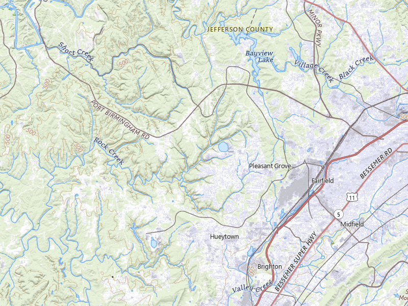 Radar-estimated hail-size map of the storm over Pleasant Grove, AL on Jun 1, 2026