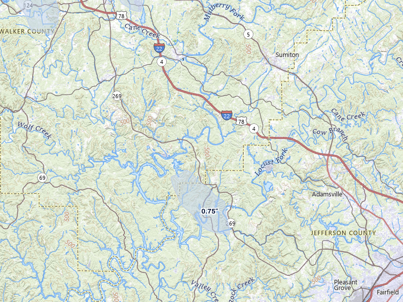 NEXRAD radar-signature map of the hail storm over Quinton, AL on May 31, 2026