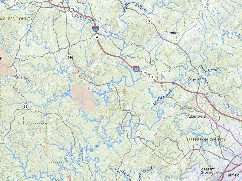 Radar-estimated hail-size map of the storm over Quinton, AL on Jul 19, 2026
