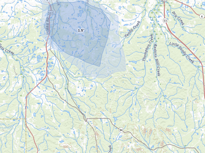 NEXRAD radar-signature map of the hail storm over Ramer, AL on Jun 1, 2026