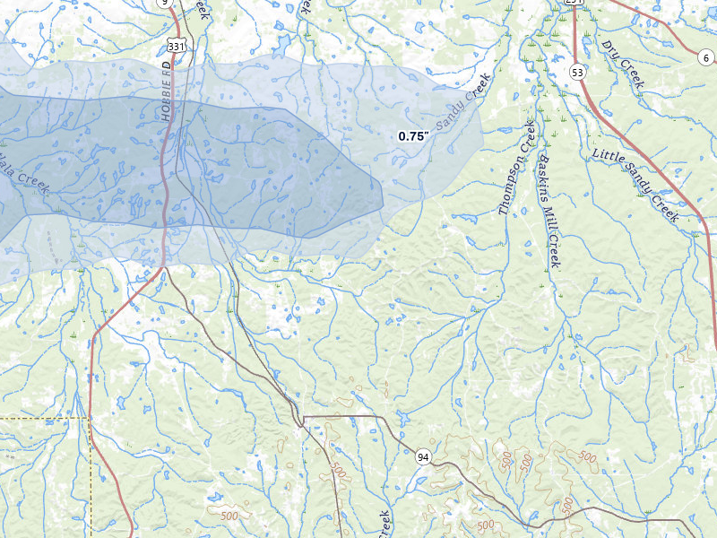 NEXRAD radar-signature map of the hail storm over Ramer, AL on Jun 30, 2026